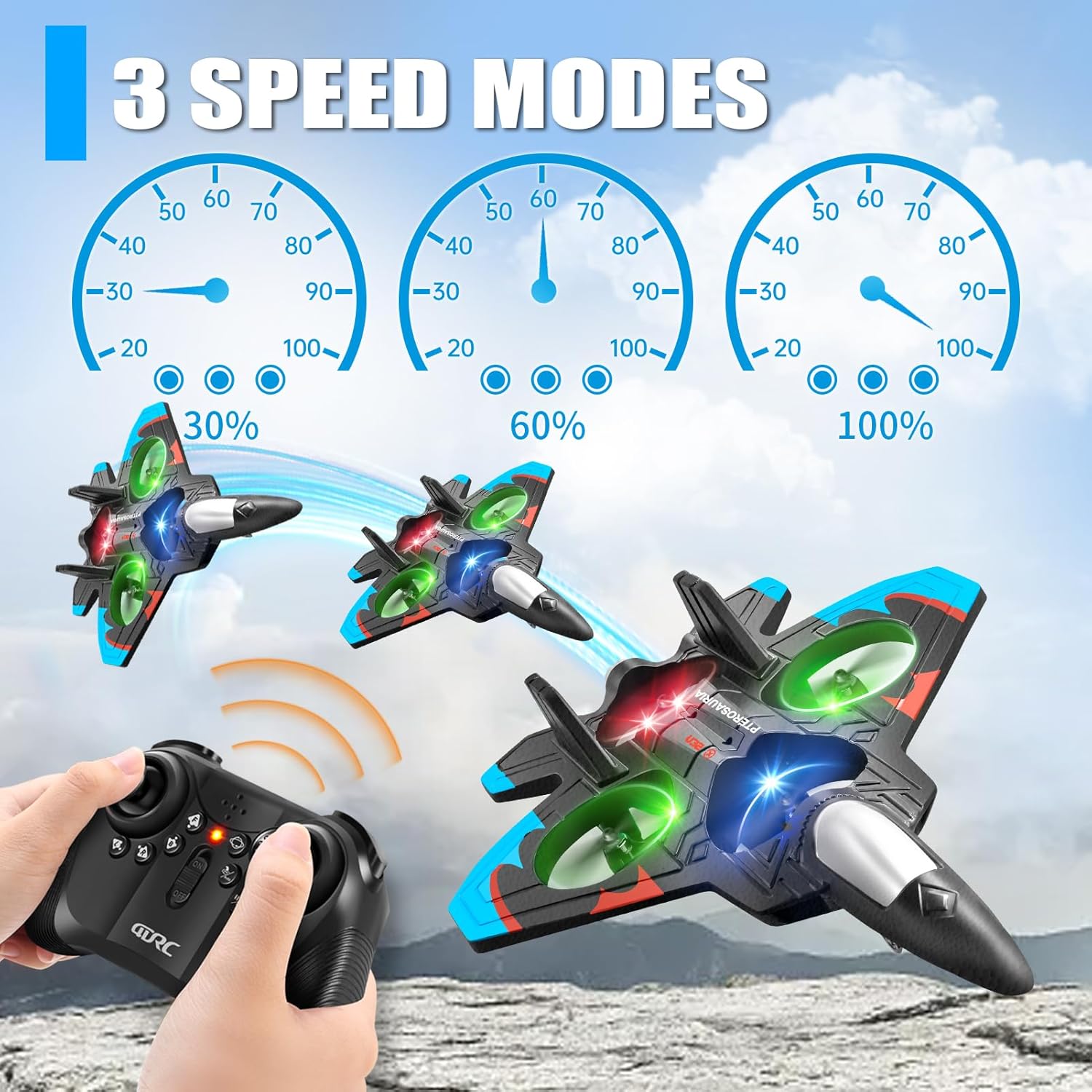 V32 Foam Remote Control Airplanes RC Planes for Kids Adults 8-16, RC Airplane Fighter Jet with Light, 360° Flip Fighter Jet Toys, Stunt Roll, Airplane Toy Gifts for Kids Boys