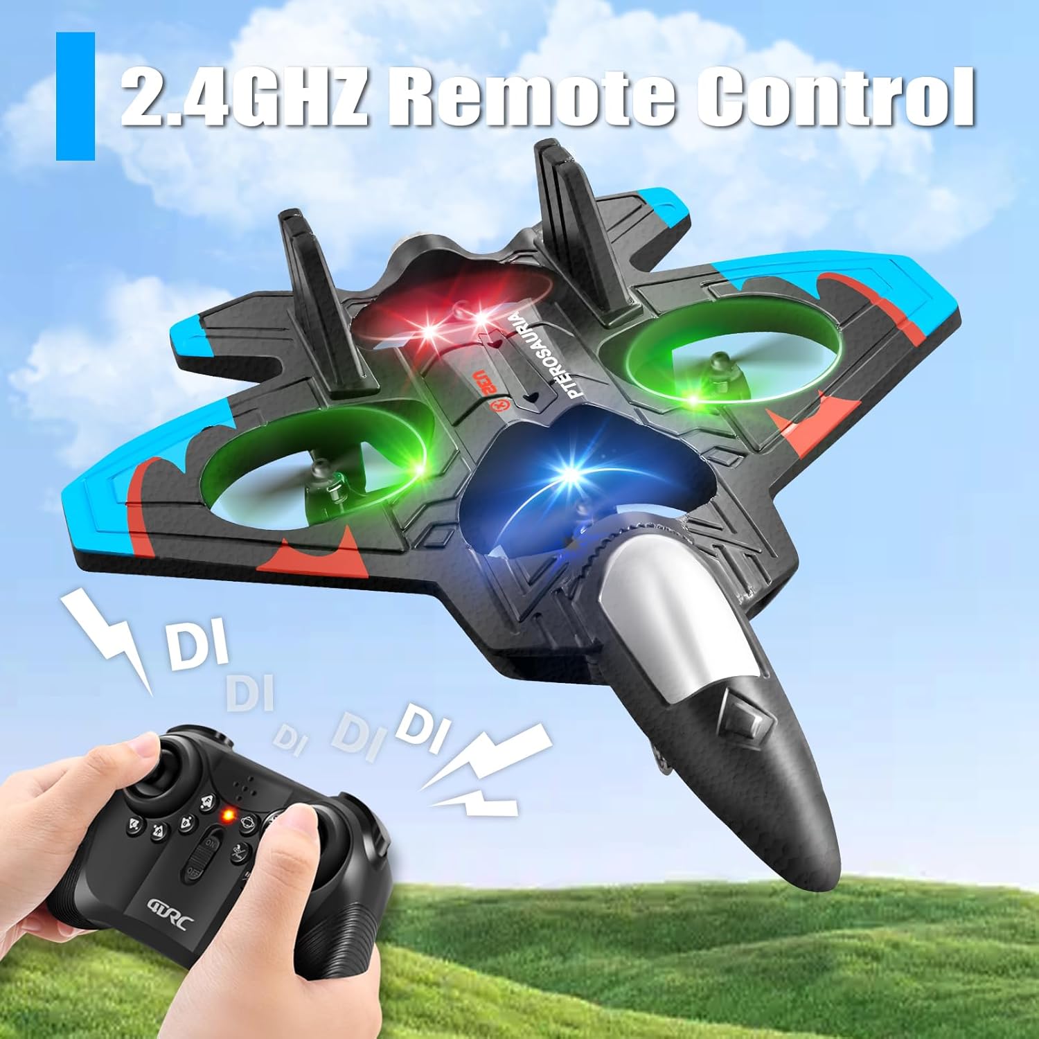 V32 Foam Remote Control Airplanes RC Planes for Kids Adults 8-16, RC Airplane Fighter Jet with Light, 360° Flip Fighter Jet Toys, Stunt Roll, Airplane Toy Gifts for Kids Boys